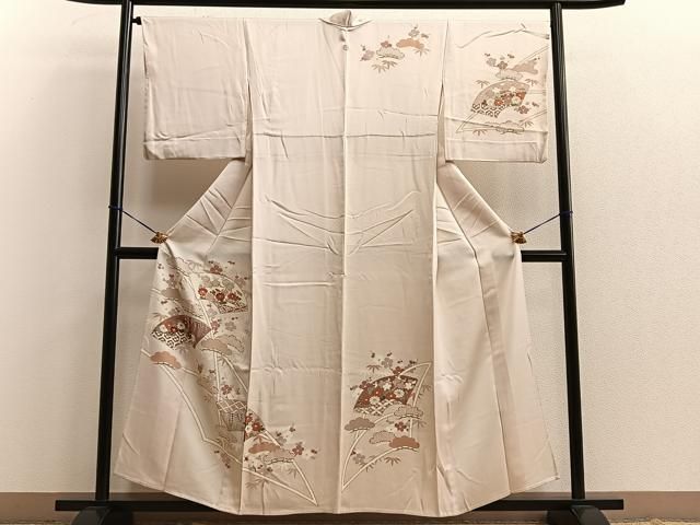 平和屋着物▽訪問着　単衣　雪輪花文　金彩　正絹　逸品　DAAS0581az 平和屋着物▽訪問着 単衣 雪輪花文 金彩 正絹 逸品 DAAS0581az