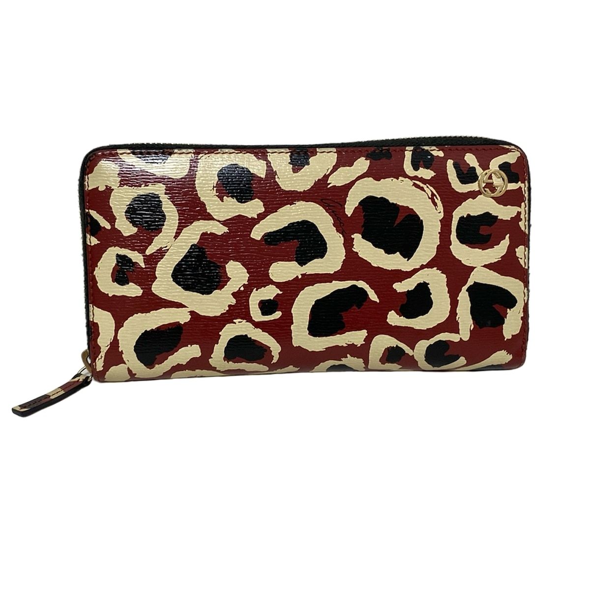 GUCCI グッチ 長財布 ベティ 309705 ボルドー×アイボリー×黒 ラウンドファスナー レザー