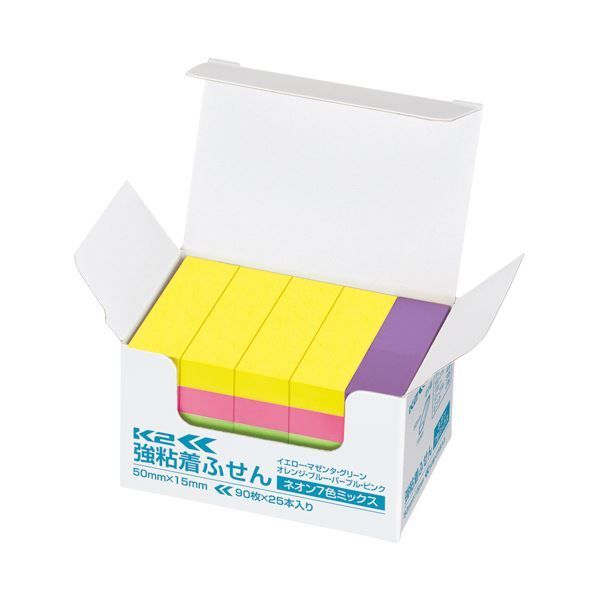 まとめ コクヨ 強粘着ふせん K2 50×15mm ネオン 7色 K2メ-KN5015X25 1パック 25冊 ×5セット