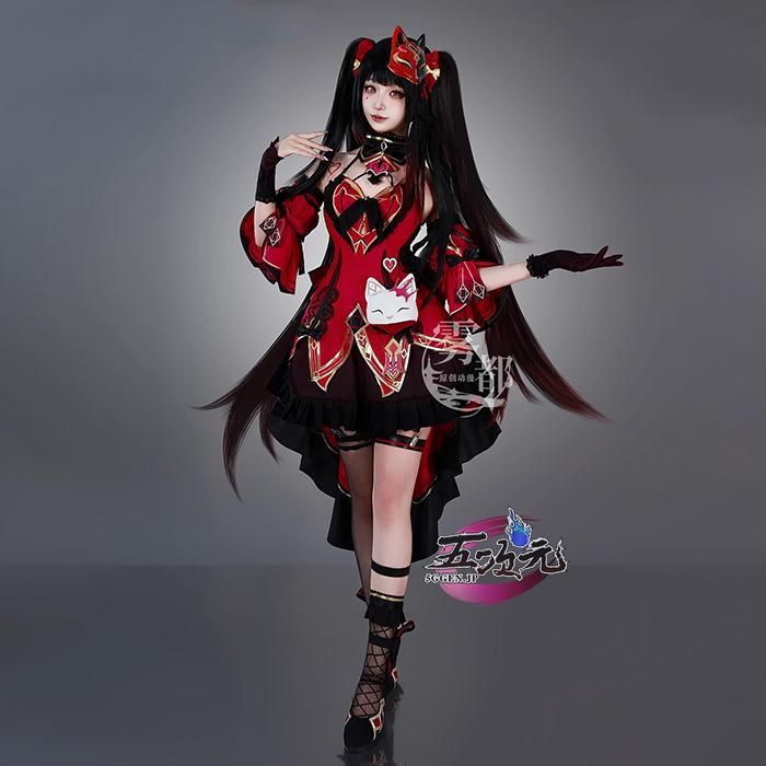 新発売 五次元 崩壊スターレール×崩壊3rdコラボ 虚構遊戯 花火 コスプレ衣装 お面付き ウィッグ 追加 CS0930BJ ハロウィン