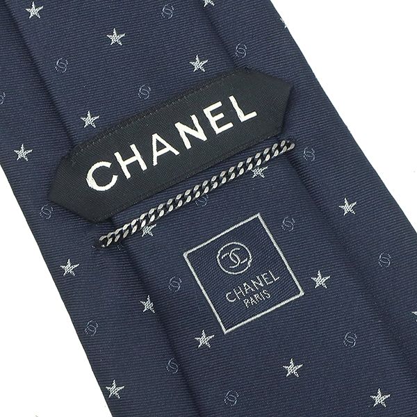 シャネル CHANEL ネクタイ ココマーク スター 9.5cm シルク ネイビー