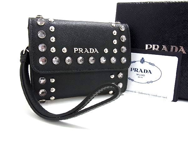 □新品□未使用□ PRADA プラダ 1M1442 サフィアーノレザー ビジュー