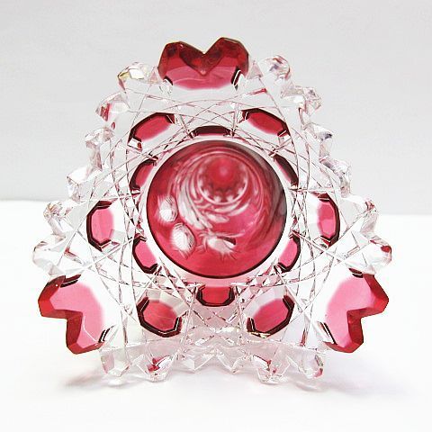 マイセン　クリスタル　花瓶　バラ　フラワーベース　赤 マイセン クリスタル 花瓶 バラ フラワーベース 赤 色被せ一輪挿し