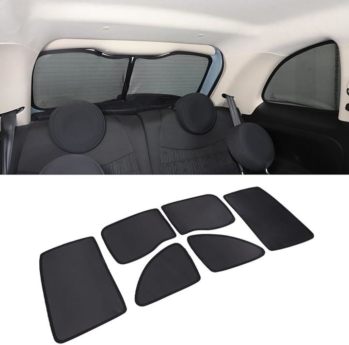 Sauicemy フィアット 500 2010～ に対応 メッシュサンシェード 車 アイソレーション メッシュカーテン カーシェード 遮光 蚊よけ 日よけ UVカット 通気性 ブラック 全窓 6枚