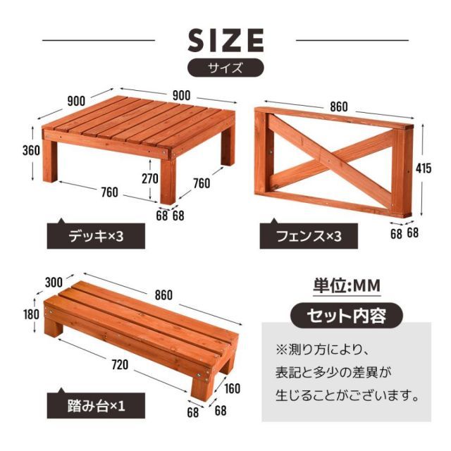 ウッドデッキ 天然木 キット 7点セット 0.75坪 ウッドパネル ベランダ 踏み台付 北欧 キットウッド 耐久 庭 DIY 感 おしゃれ STEELWINDOWSANDDOORS_COM