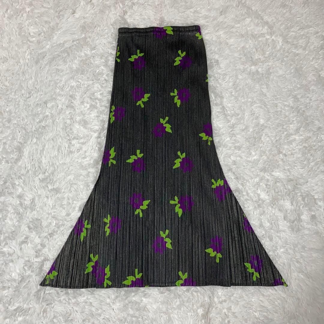 希少✨美品 PLEATS PLEASE マキシ丈スカート 花柄 変形 台形 01 美品】PLEATS PLEASE スカート 花柄 総柄 マキシ丈 変形 台形