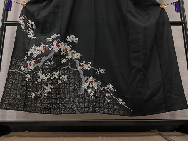 平和屋着物▽訪問着　単衣　桜　黒地　銀彩　洗える着物　AAAZ3972jh 平和屋着物▽訪問着 単衣 桜 黒地 銀彩 洗える着物 AAAZ3972jh - メルカリ