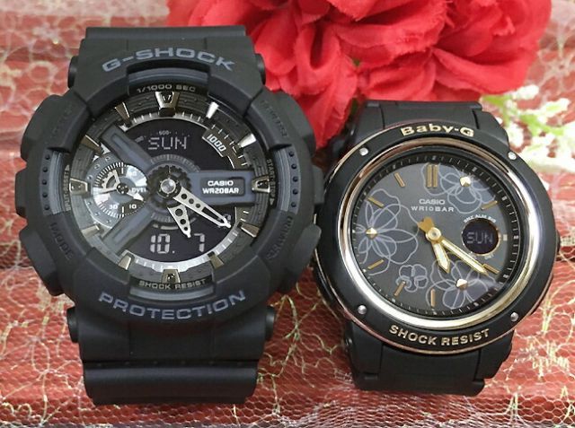 恋人たちのGショック ペアウオッチ Gショック ペア G-SHOCK BABY-G  ペア腕時計 カシオ 2本セット アナデジ GA-110-1BJF BGA-150FL-1AJF  ラッピング無料 手書きのメッセージカードお付けします  クリスマ
