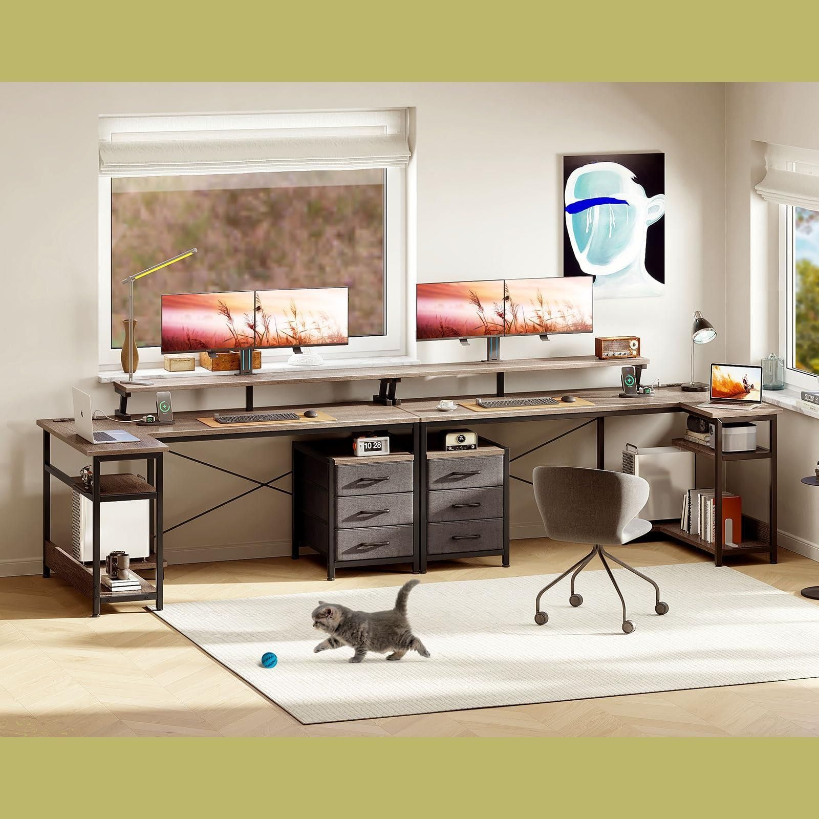 L字PCデスク】USB充電可 引き出し付き L字デスク 収納満載【ゲーミング】