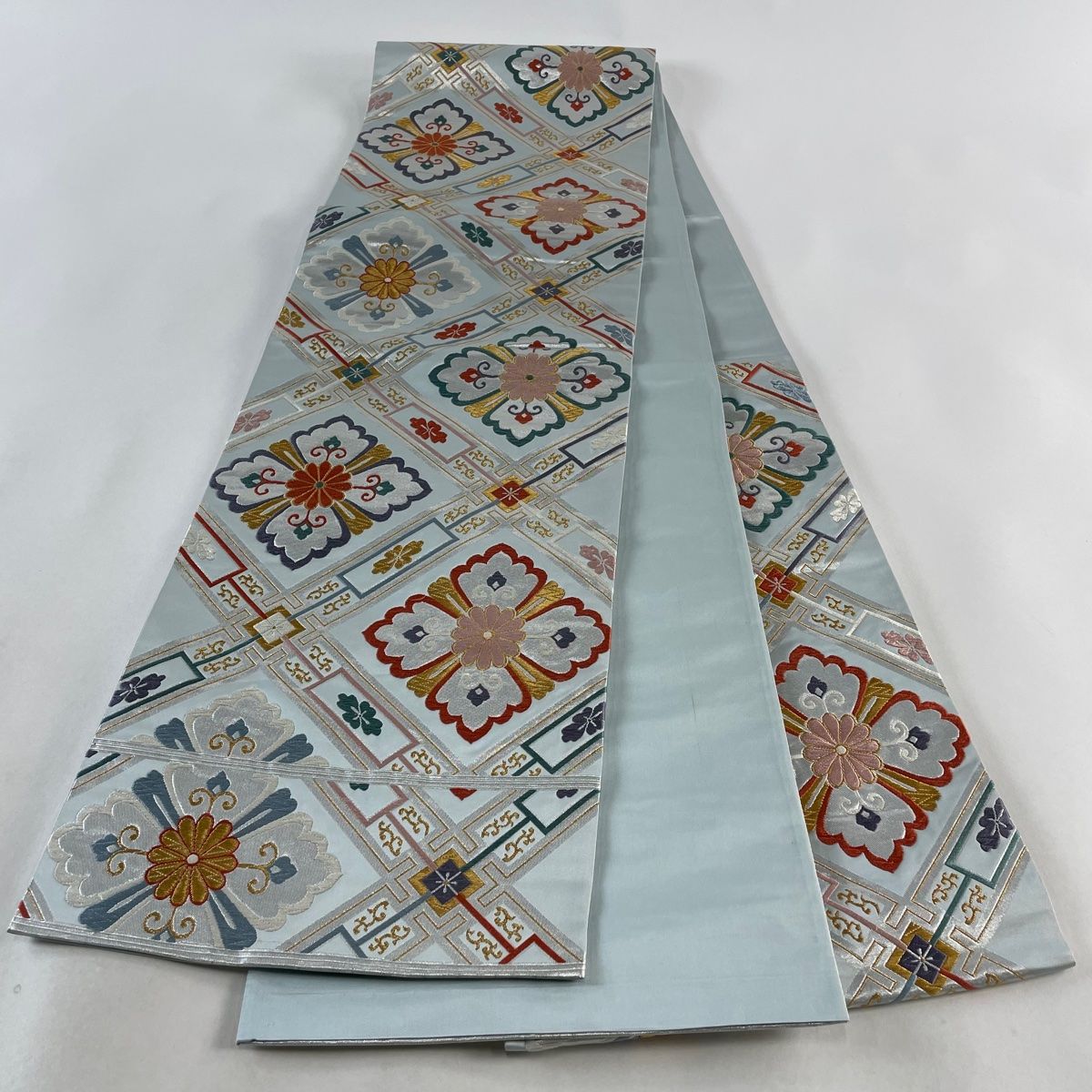 袋帯　3シーズン　菱　ブルーグレー 袋帯 3シーズン 菱 ブルーグレー