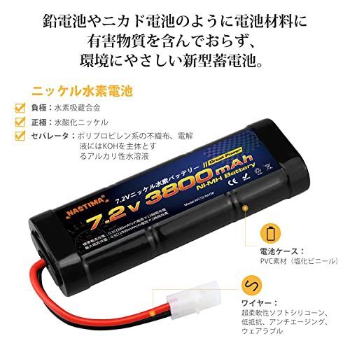 Nastima ラジコンバッテリー 7.2V 3800mAh 2個セット タミ