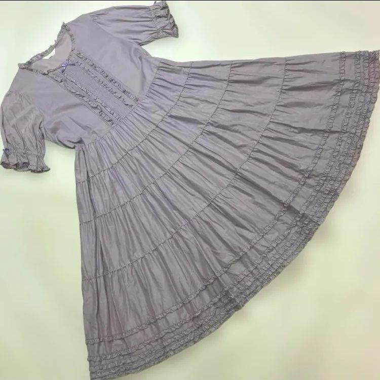 ピンクハウス パープル ピコフリル 綿ローンワンピース|2025年 春