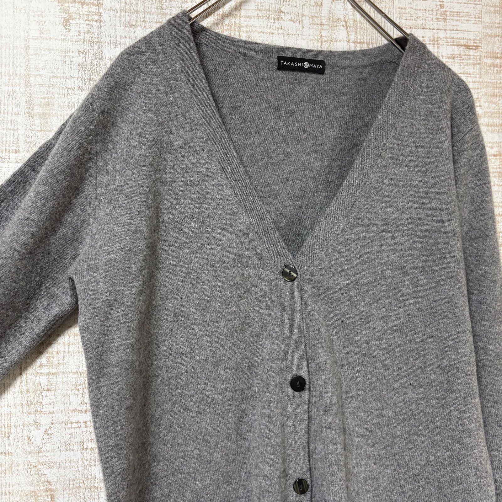 高島屋 カシミヤ100% カーディガン Lサイズ ライトグレー 上質素材