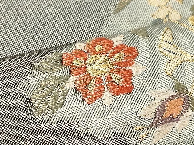 織悦　袋帯　夏用　紗　流線　花模様　金糸　着物　044a p 織悦 袋帯 夏用 紗 流線 花模様 金糸 着物 044a p