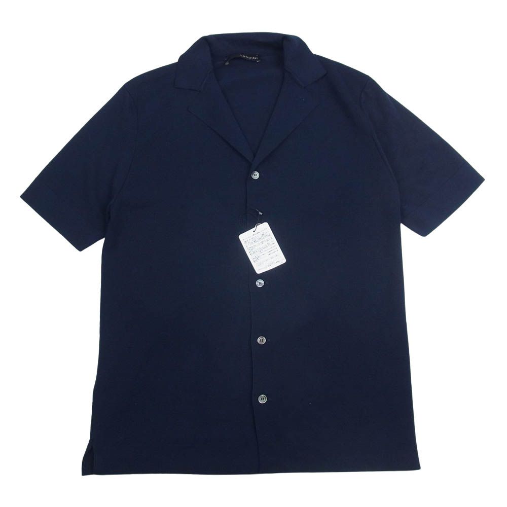 美品】LARDINI ラルディーニ ミラノリブオープンカラーシャツ NAVY