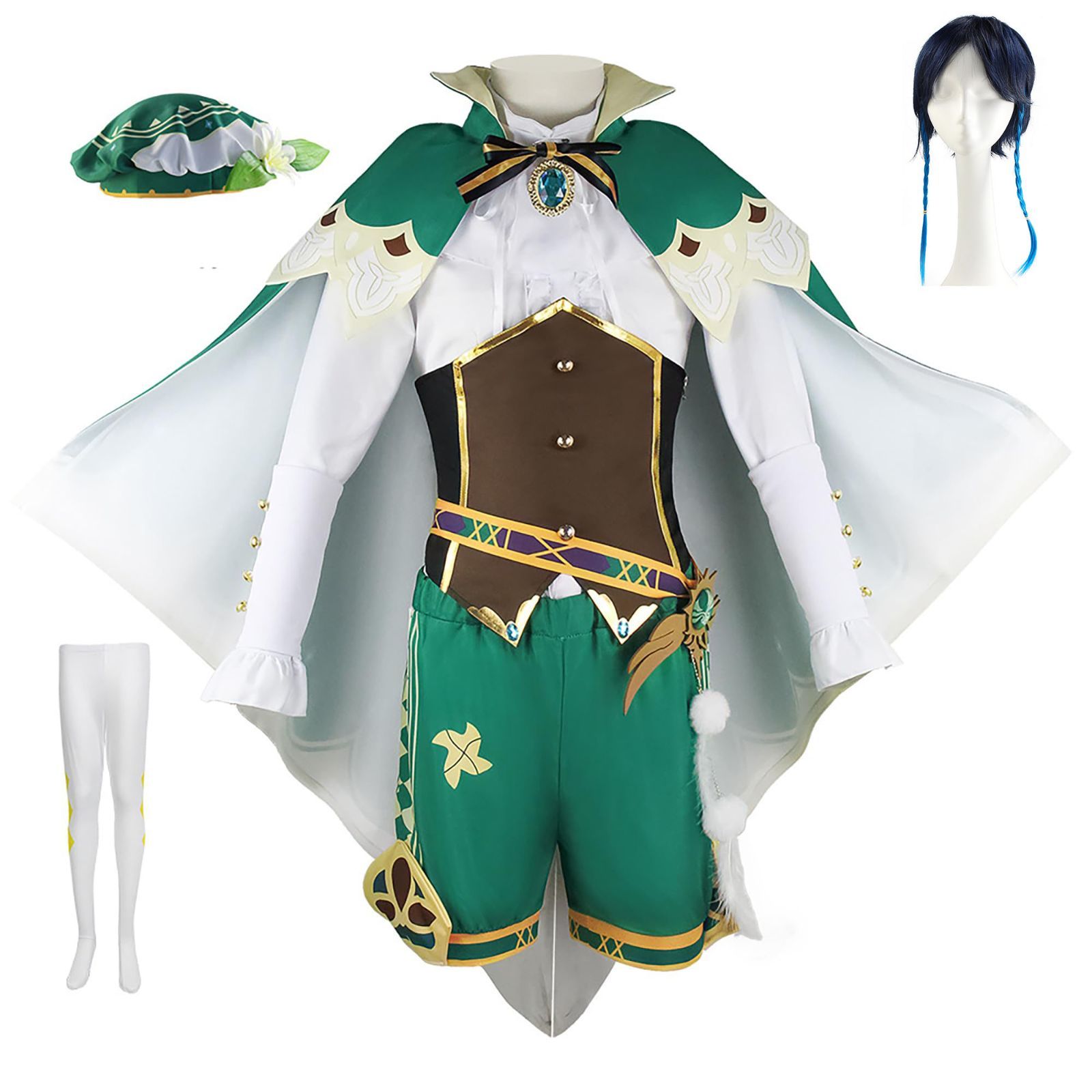 原神 ウェンティ コスプレ衣装フルセット(衣装/ウィッグ/靴/ライアー