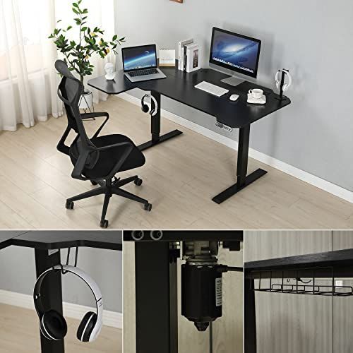 机 ゲーミングデスク 電動昇降式スタンディングデスク パソコンデスク PCデスク つくえ パソコンデスク pcデスク 電動式 高さ調節 幅150CM×奥行101CM メモリー機能付き デスク 高さ 電動昇降式 71~117CM Radlove Bl
