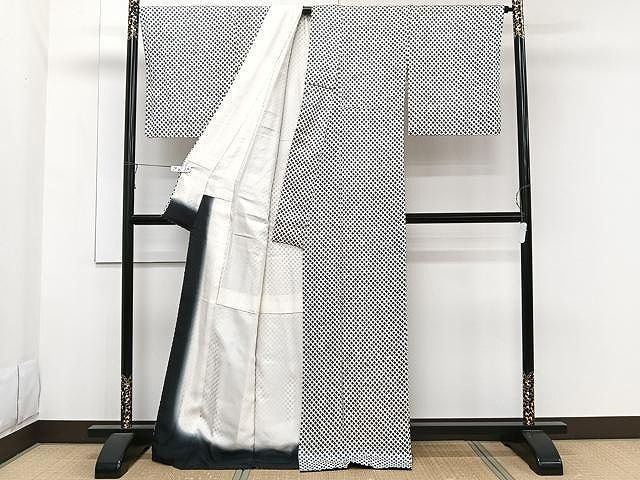 平和屋着物□上質な小紋 総絞り 斜線文 正絹 逸品 CAAW1469xi 平和屋