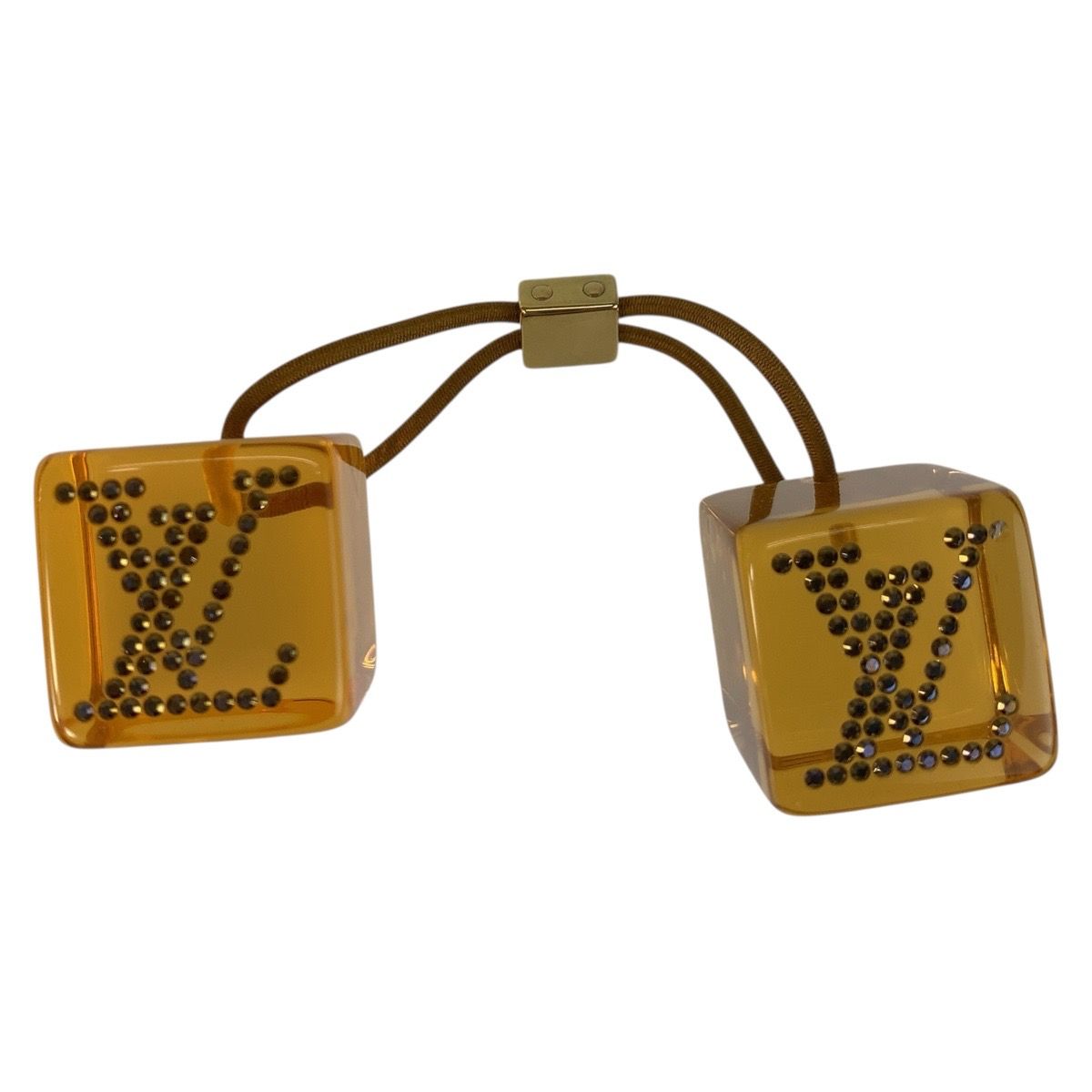 LOUIS VUITTON ルイヴィトン ラインストーン オレンジ クリア ゴールド金具 プラスチック ヘア ヘアゴム 505268 DECORATOM_COM_BR