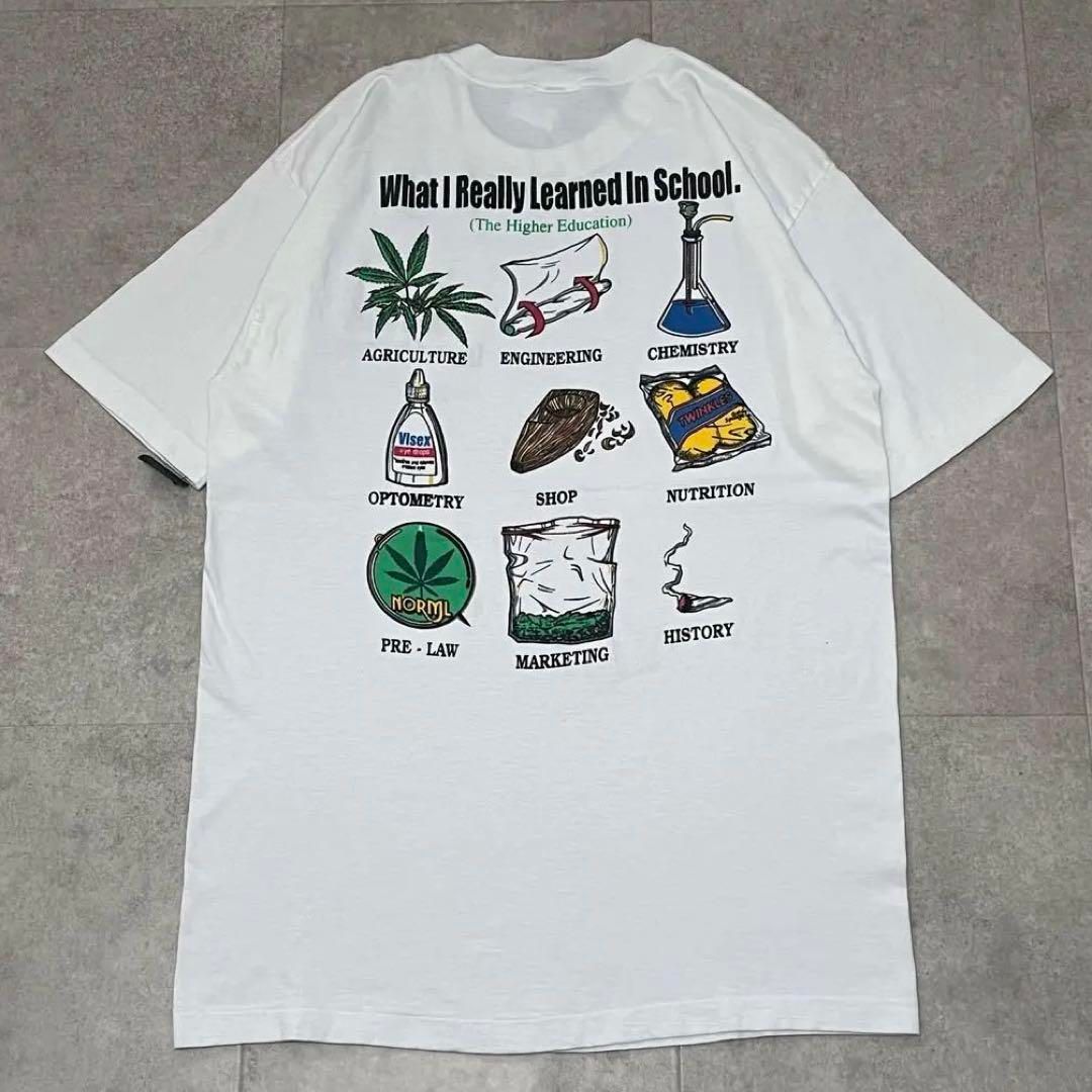 90s マリファナ 大麻 ビンテージ Tシャツ ガンジャ 白 ホワイト L 半袖 - メルカリ