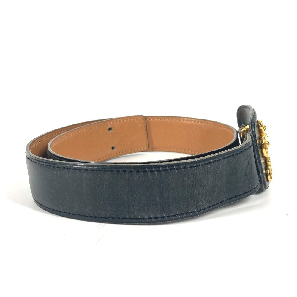 HERMÈS ブラックレザーベルト ゴールドバックルビンテージ HERMES エルメス ベルト ヴィンテージ バックル レザー ブラック