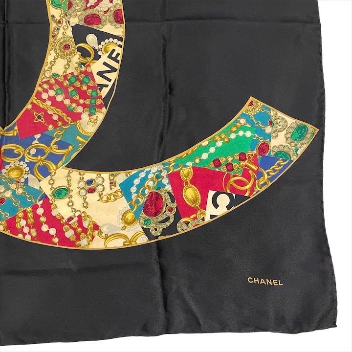 良品 CHANEL シャネル 大判 スカーフ シルク 100% ココマーク 良品 CHANEL シャネル 大判 スカーフ シルク 100% ココマーク