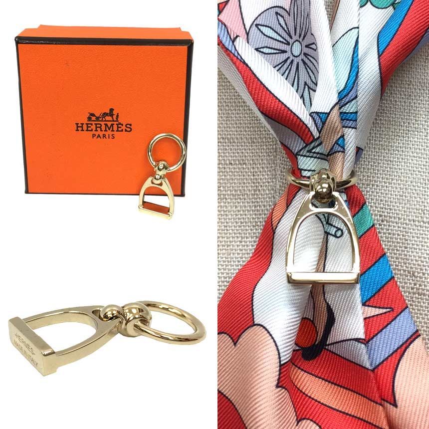 HERMES　エルメス　ツイリー チャーム エトリエ スカーフリング　ゴールドカラー　美品　aq9056