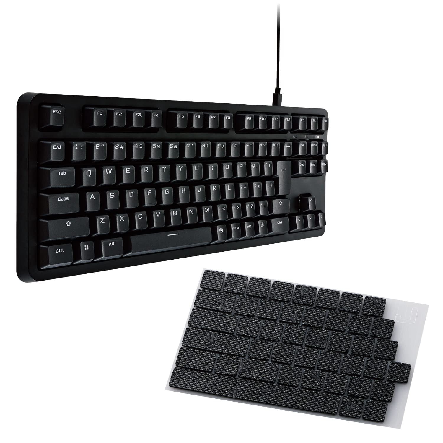 グリップシートセット ゲーミングキーボード V-custom VK210S 有線 テンキーレス メカニカル ネオクラッチキーキャップ 銀軸 スピードリニア USBポート搭載 TK-VK210SBK