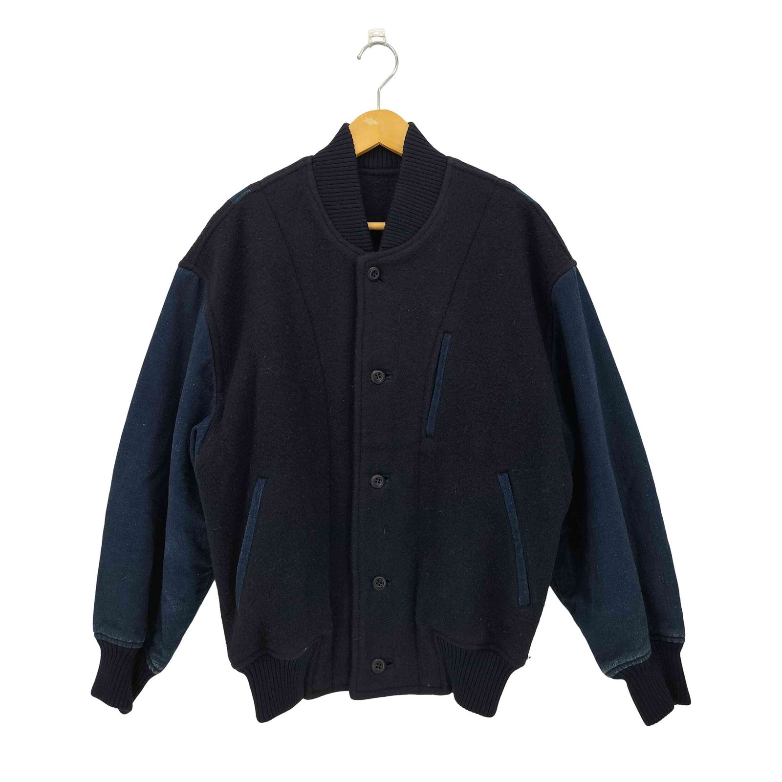 イッセイミヤケメン ISSEY MIYAKE MEN 80s 筆タグ ウール デニム 切替 スタジャン アワードジャケット メンズ JPN M