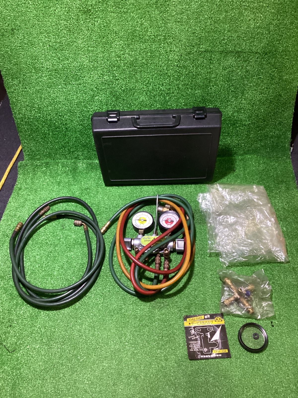 デンゲン CP-MG 213N マニホールドゲージ㉒ 動作未 付属品揃っていない ケース有 傷 割れ有 使用感有 現状品 25-80