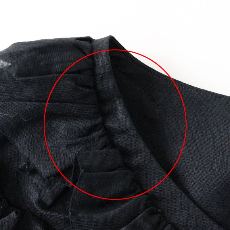 AD2019 トリコ コムデギャルソン COMME des GARCONS コットンラミーギャザーフリル装飾 半袖プルオーバー M ブラック【2400014474947】 AD2019 トリコ コムデギャルソン COMME des GARCONS コットン
