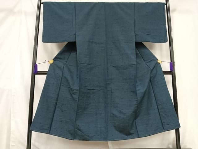 平和屋着物○男性 紬 アンサンブル 色無地 黒色 正絹 逸品 CAAS9325th