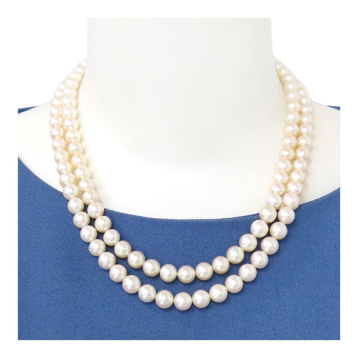 ミキモト アコヤ パール 2連 ネックレスヤパール ネックレス WGK14 K14WG レディース MIKIMOTO ジュエリー