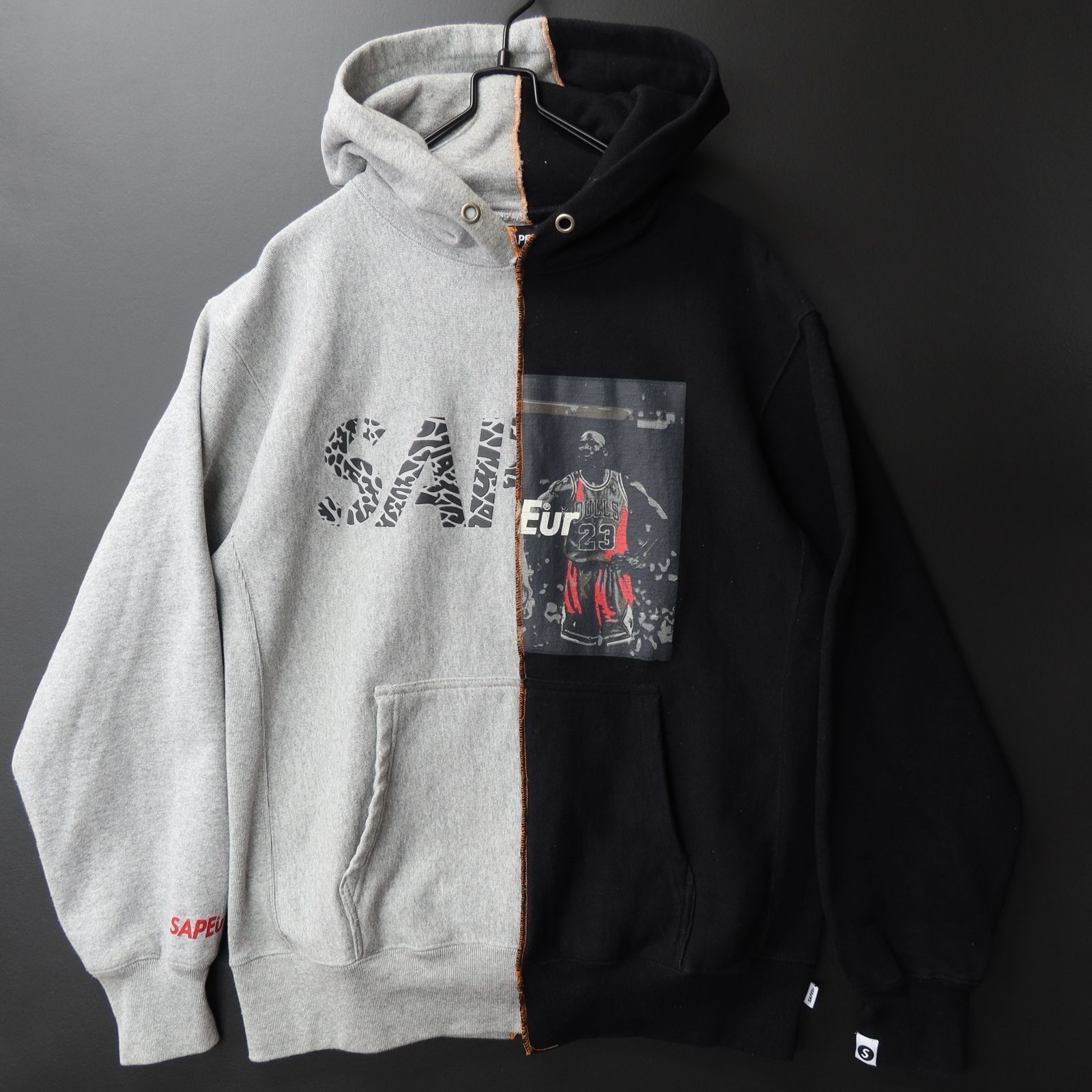 人気アイテム☆SAPEur サプール 長袖プリントパーカー ミスマッチ  