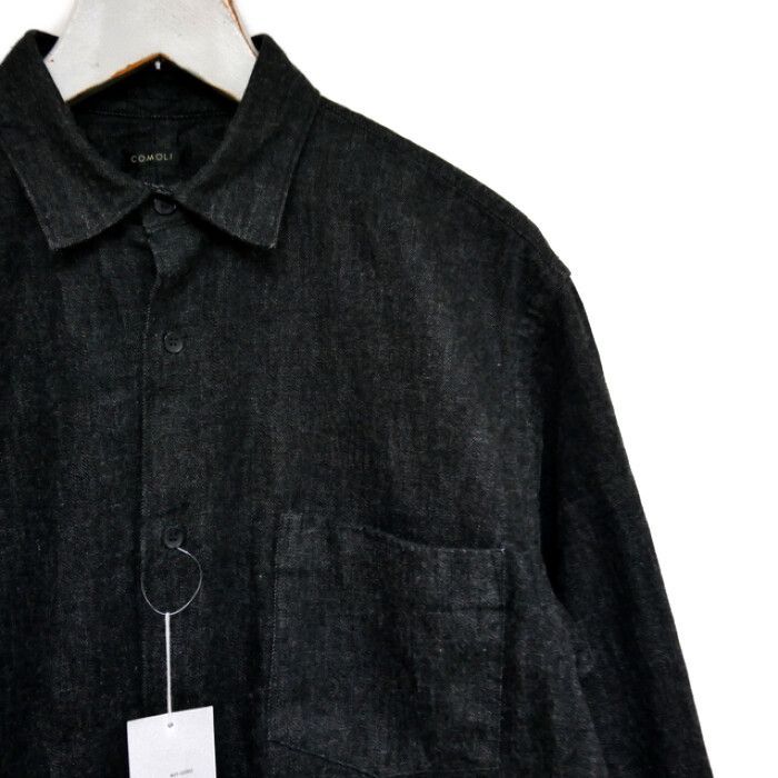 ★タグ付き、完売品★ COMOLI デニム シャツ Black/Ecruサイズ2 COMOLI デニム コモリシャツ BLACK × ECRU | CASANOVA&CO (カサノヴァ