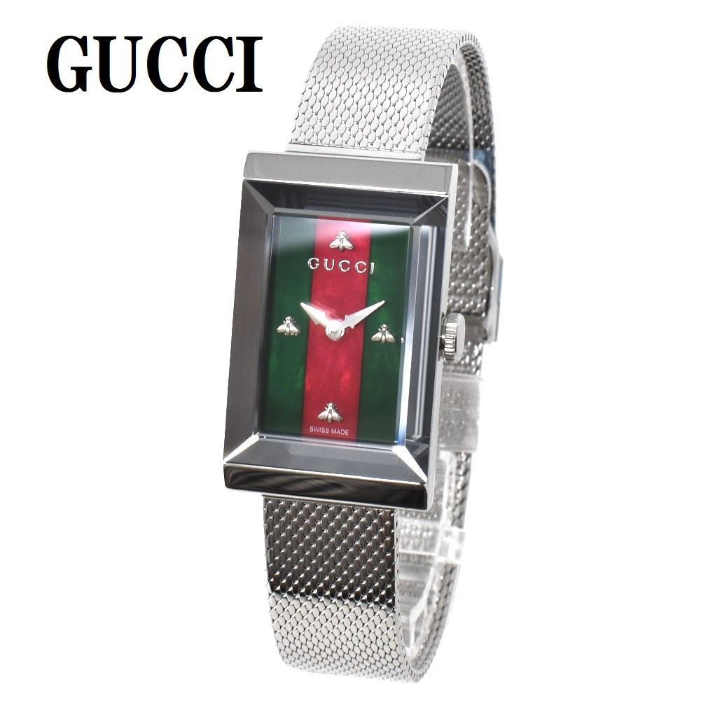 グッチ GUCCI G-FRAME 21×34mm Gフレーム アナログ 腕時計 クォーツ 電池式 ウォッチ シルバー グリーン レッド - メルカリ