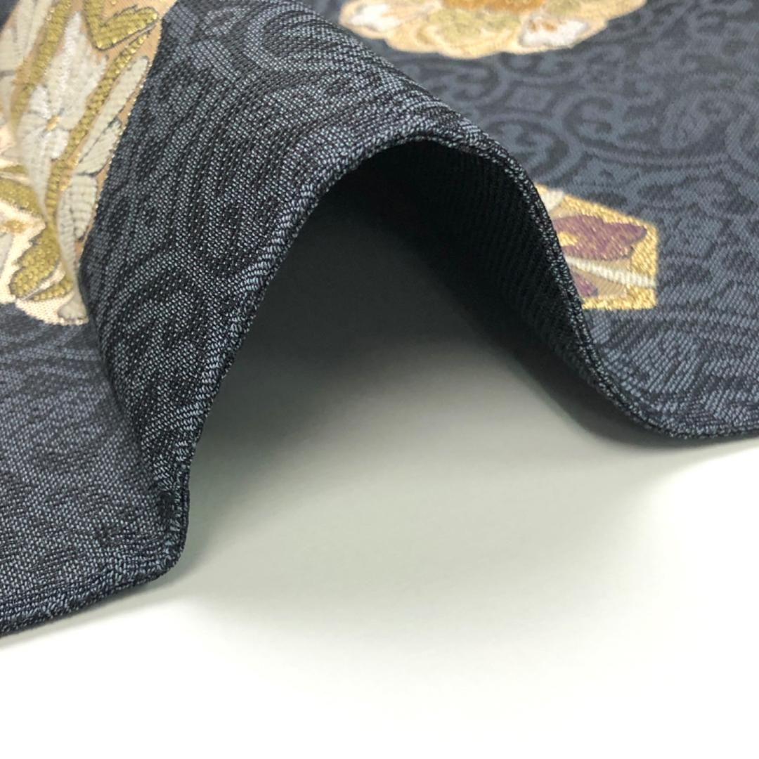 袋帯 紋紗 菊華菱文 華模様 金糸 藍錆色 ますいわ屋 ガード加工 O-4982 袋帯 紋紗 菊華菱文 華模様 金糸 藍錆色 ますいわ屋 ガード