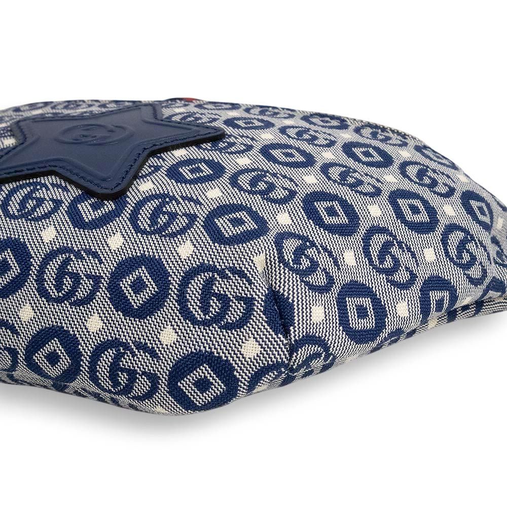 絶対お買い得！！ グッチ チルドレンズ スター 星 ベルトバッグ ウエストポーチ GGロゴジャガードキャンバス ブルー シルバー金具 502095 GUCCI ベーシック