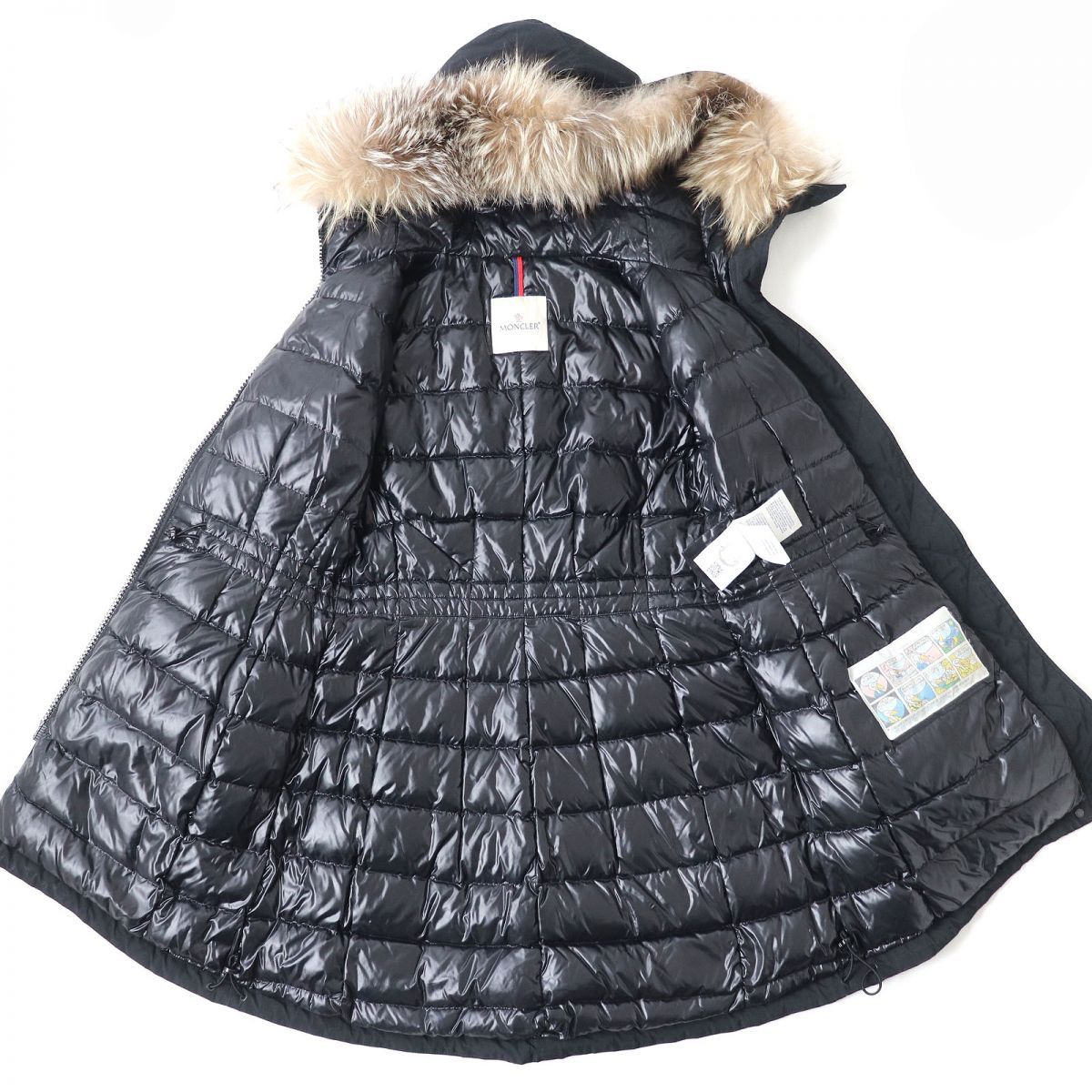 良品△正規品 18-19AW MONCLER モンクレール MONTICOLE モンティコール レディース ファー・フード付き ロングダウンコート  ブラック 黒 2　e12-st30329-748