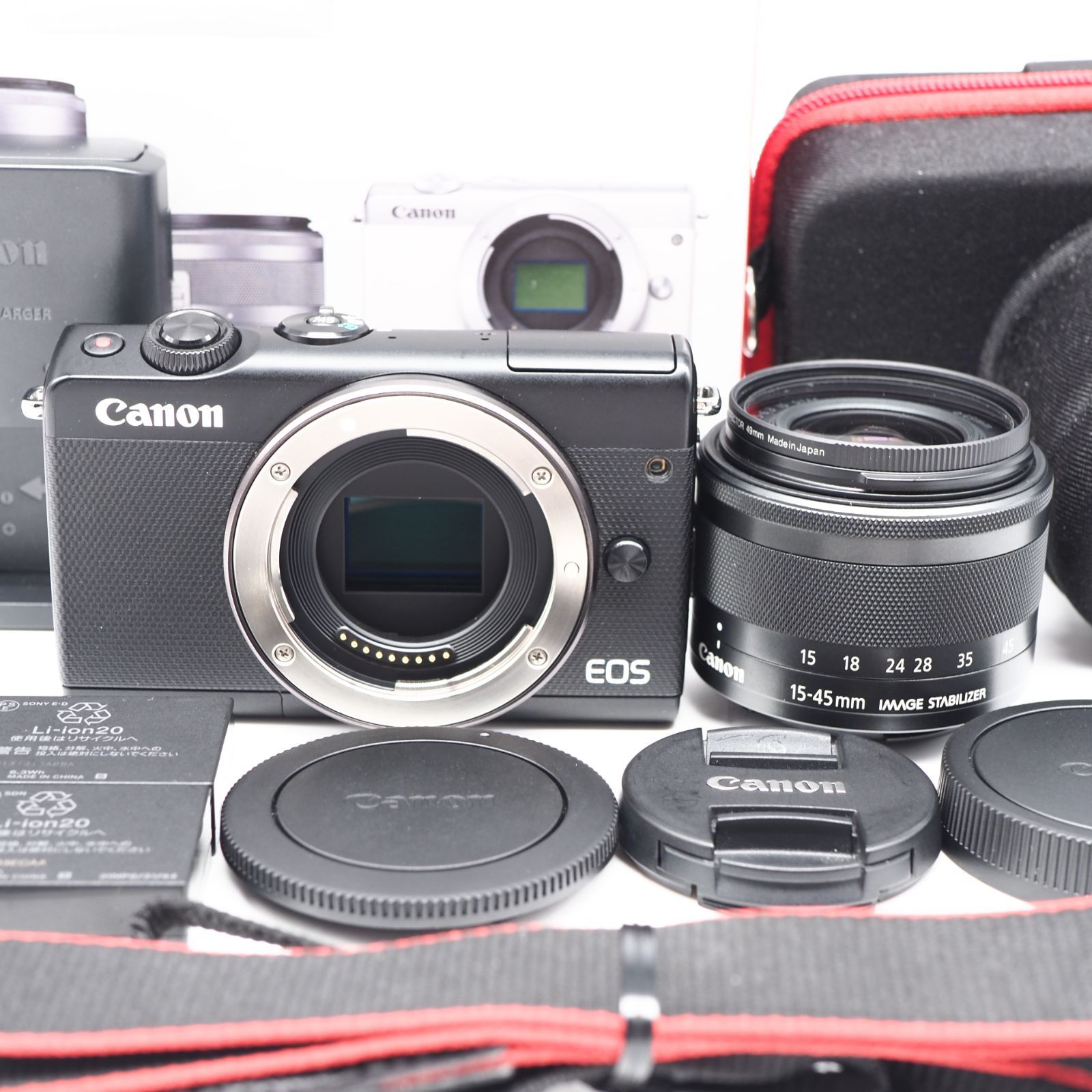 □元箱、レンズフィルター、予備バッテリー付き□ CANON EOS M100 EF