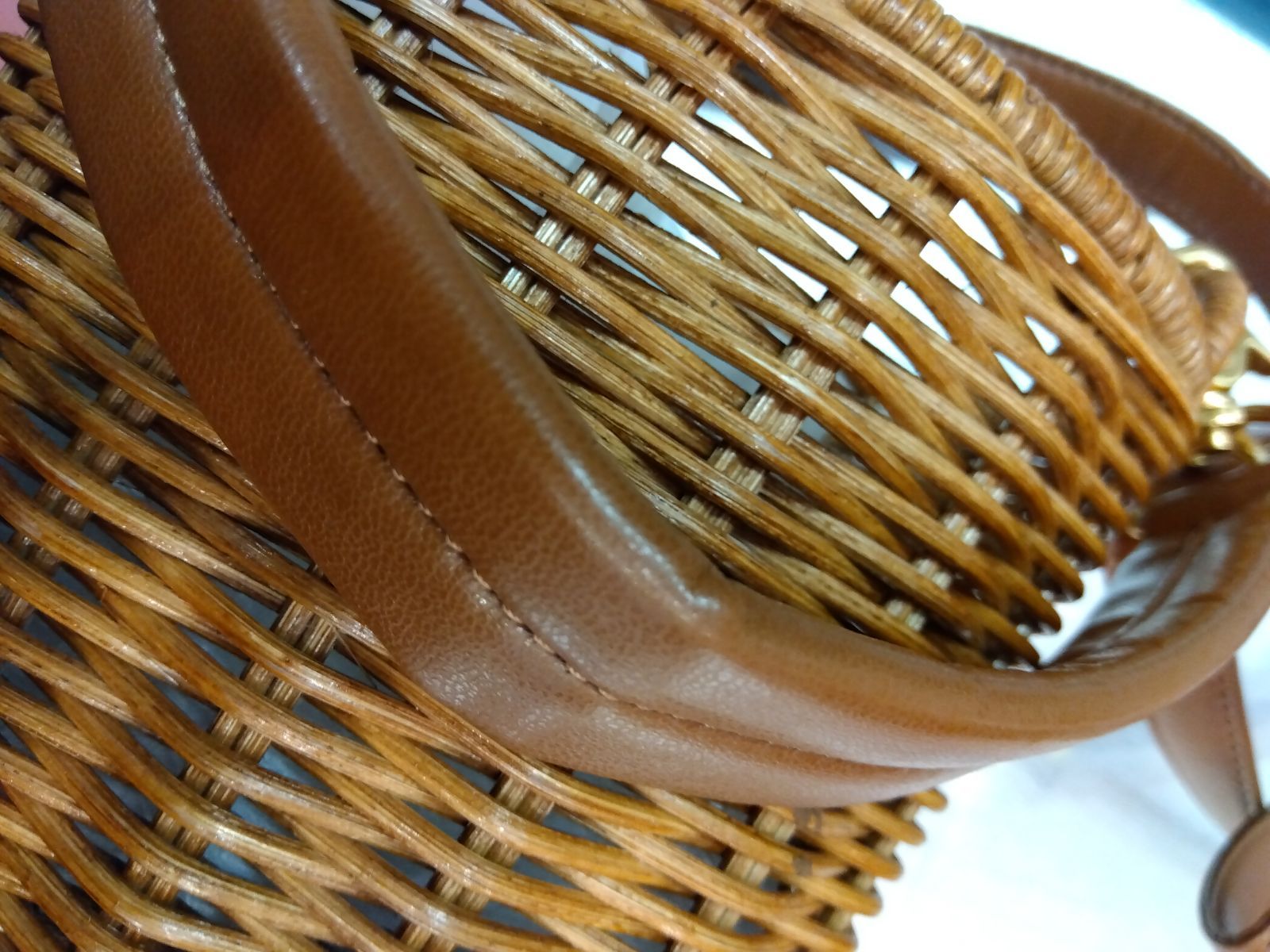 M17 エポカ EPOCA バッグ カゴ 2way ショルダー 藤 レザー タグ付き