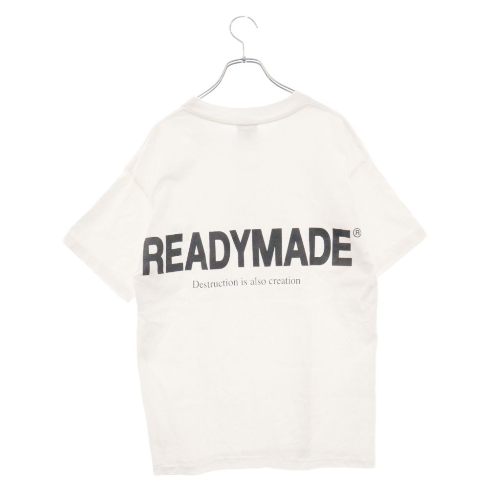 READY MADE (レディメイド) スマイル刺繍 ロゴプリント半袖Tシャツ ホワイト RE-CO-WH-00-00-244