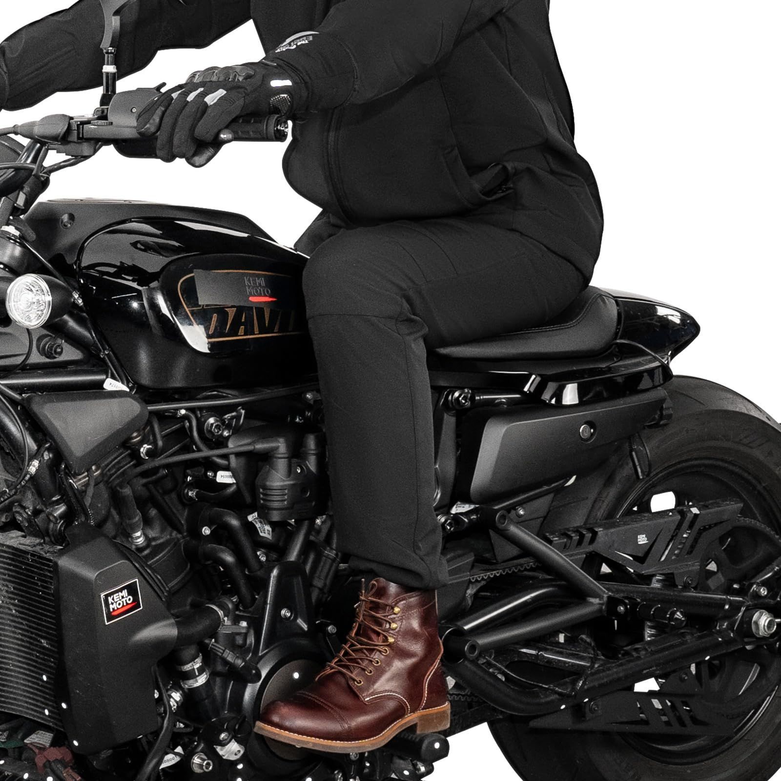 KEMIMOTO バイクパンツ 電熱 12V 秋冬春向け 三箇所に独立した温度制御 防水 防風防寒裏起毛 バイクでのバッテリーからの直接給電 取付簡単 ブラックXL