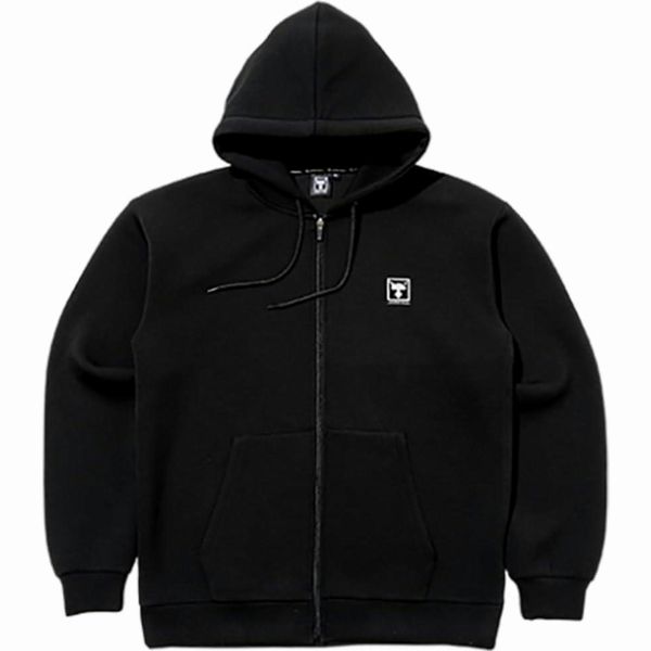 ジャージージップアップロゴフーディブラック S