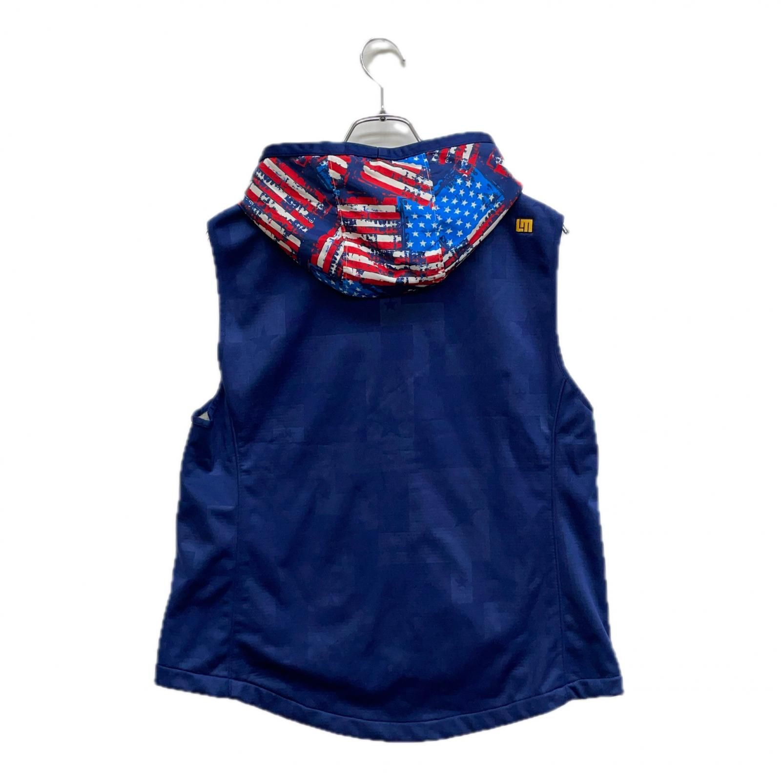 ご注文期待致します! レディース ラウドマウス LOUDMOUTH ベスト LL 紺系 ネイビー フード 星条旗柄 裏地フリース