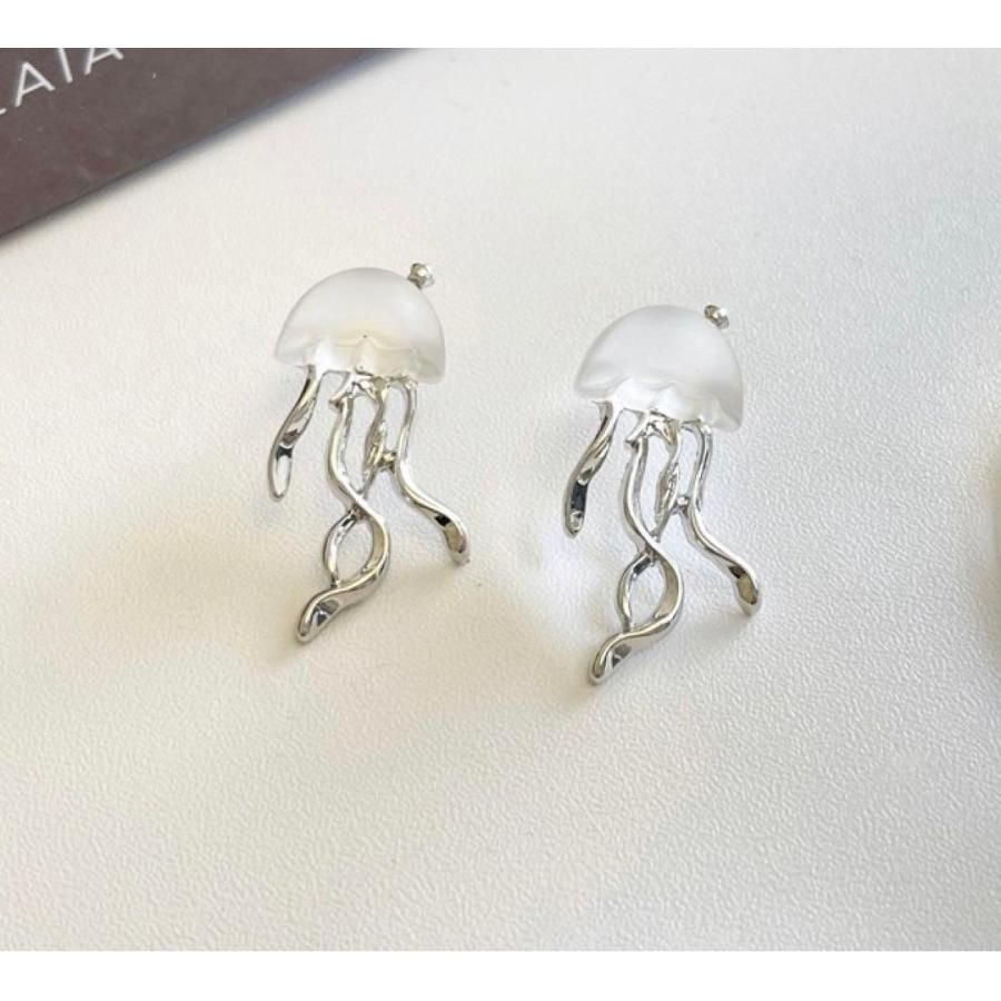 N2210 水母ピアス シルバー色 クラゲピアス シルバー925ピアス
