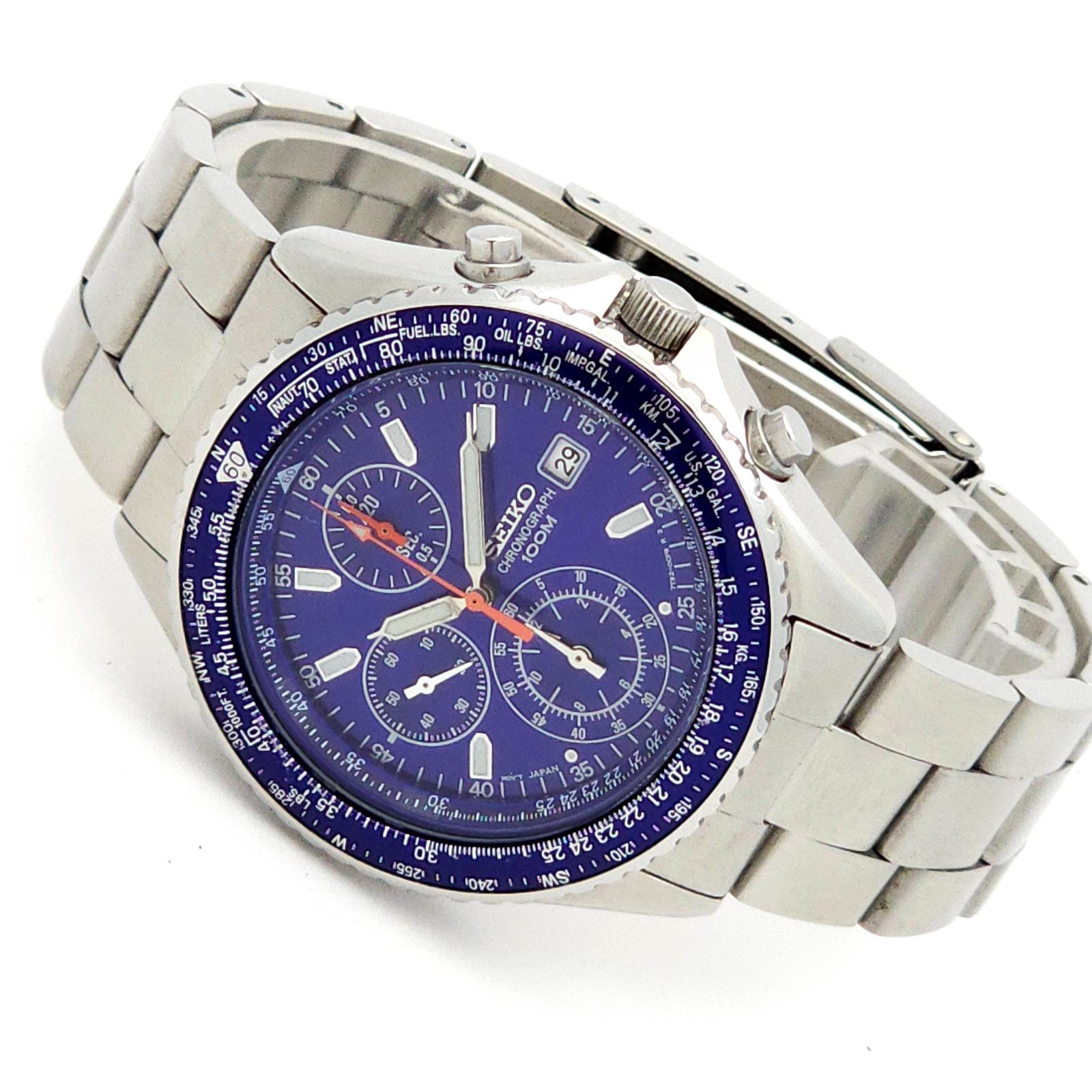 美品SEIKO セイコー クロノグラフ 7T92-0CF0 ブルー系　メンズ 楽天市場】セイコー パイロット 7T92-0CF0 メンズ 腕時計 クロノグラフ