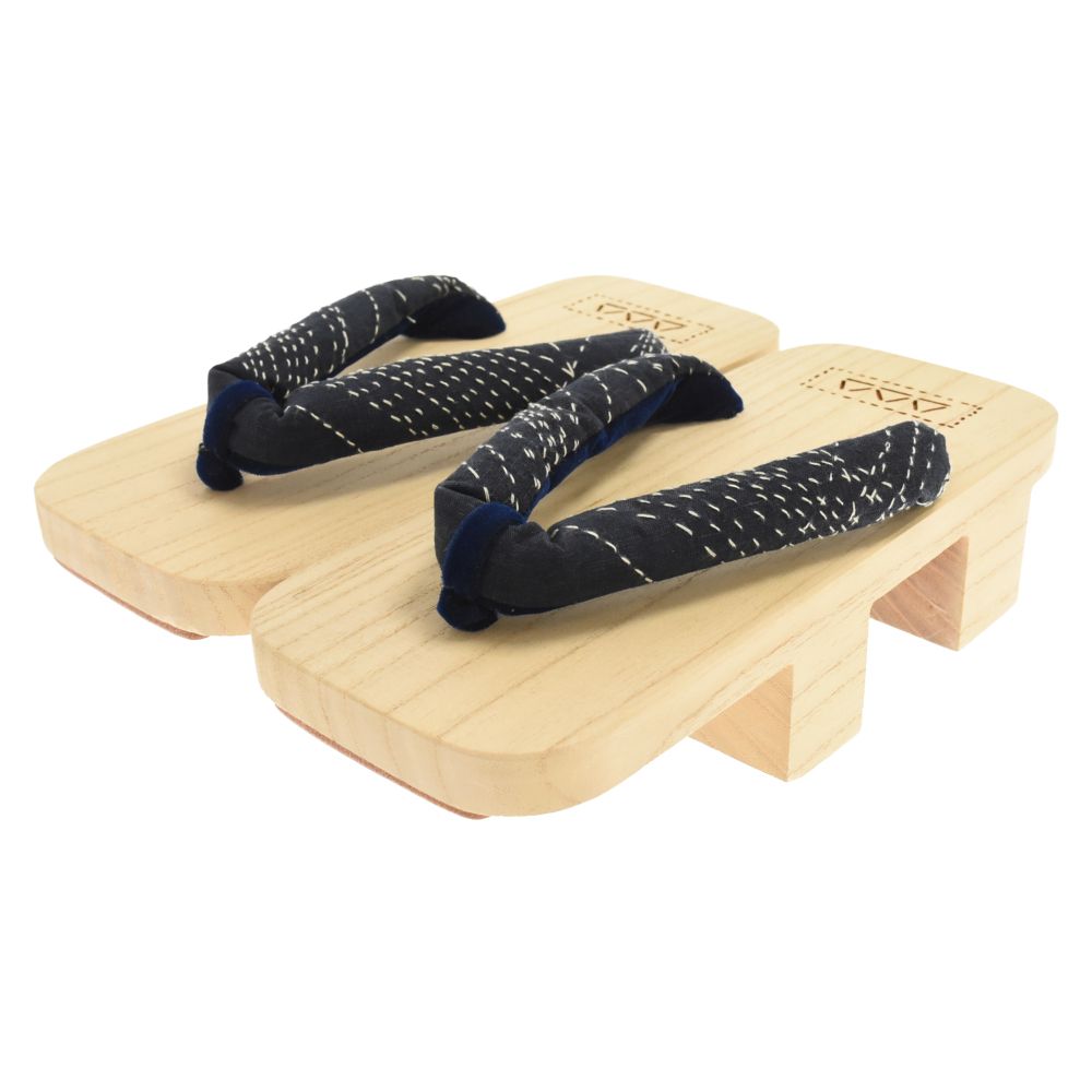 VISVIM (ヴィスヴィム) GETA KHADI 刺し子刺繍 下駄 サンダル ネイビー 