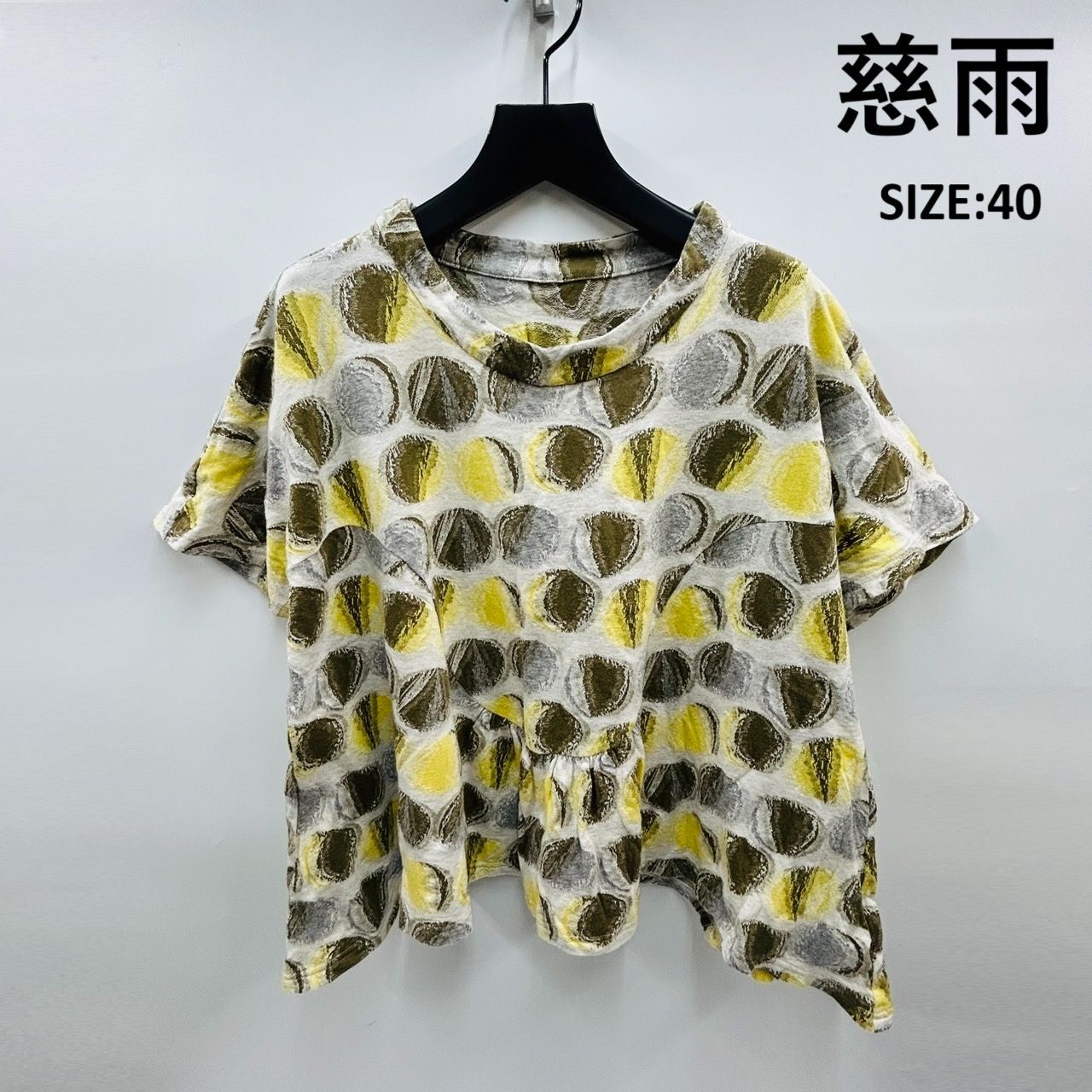 慈雨【40】ホワイト系 カットソー 半袖トップス 日本製