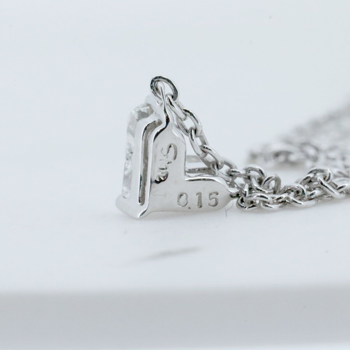 スタージュエリー ダイヤモンド ハート ネックレス K18WG 0.15ct 
